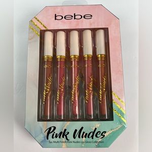 Lip Gloss BEBE 5 Piece Set Multi Finish Pink Nudes Matte Cream Metallic Shine